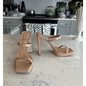 JEFFREY CAMPBELL HUSTLER Heels in Dusty Nude Patent - Size 10
